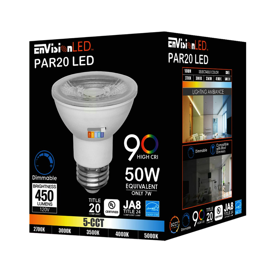 PAR20 Series: 5-CCT LED Bulb, 7W