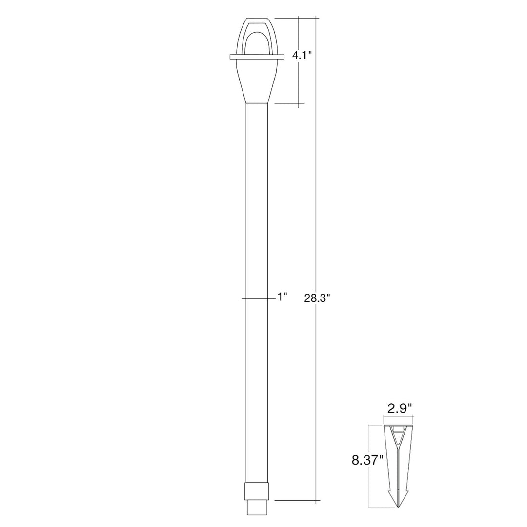 Landscape Path Light Stem - 24" Height - Aluminum