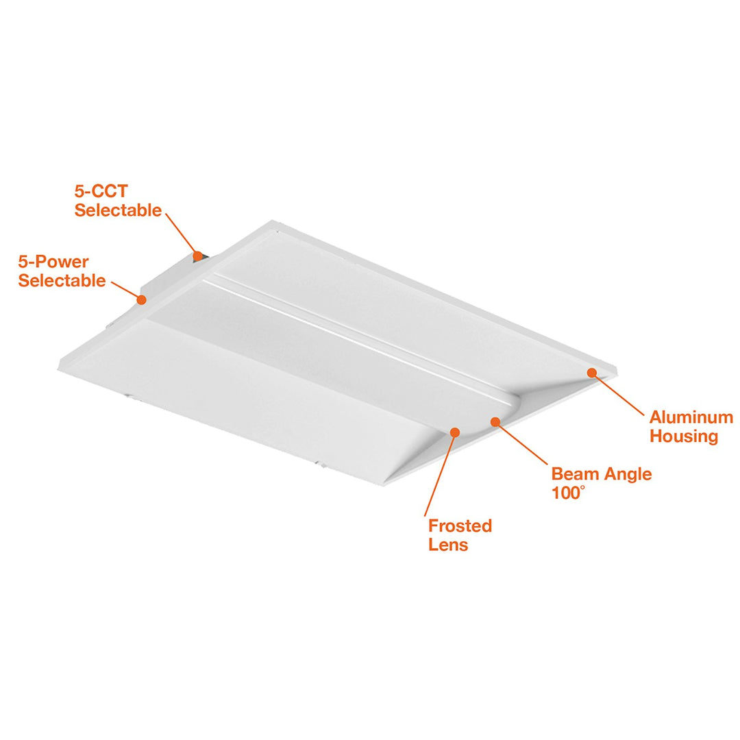 C-Line: 2x2 LED Center Basket Troffer 5-CCT & 5-Power Select 40W/35W/30W/25W/20W