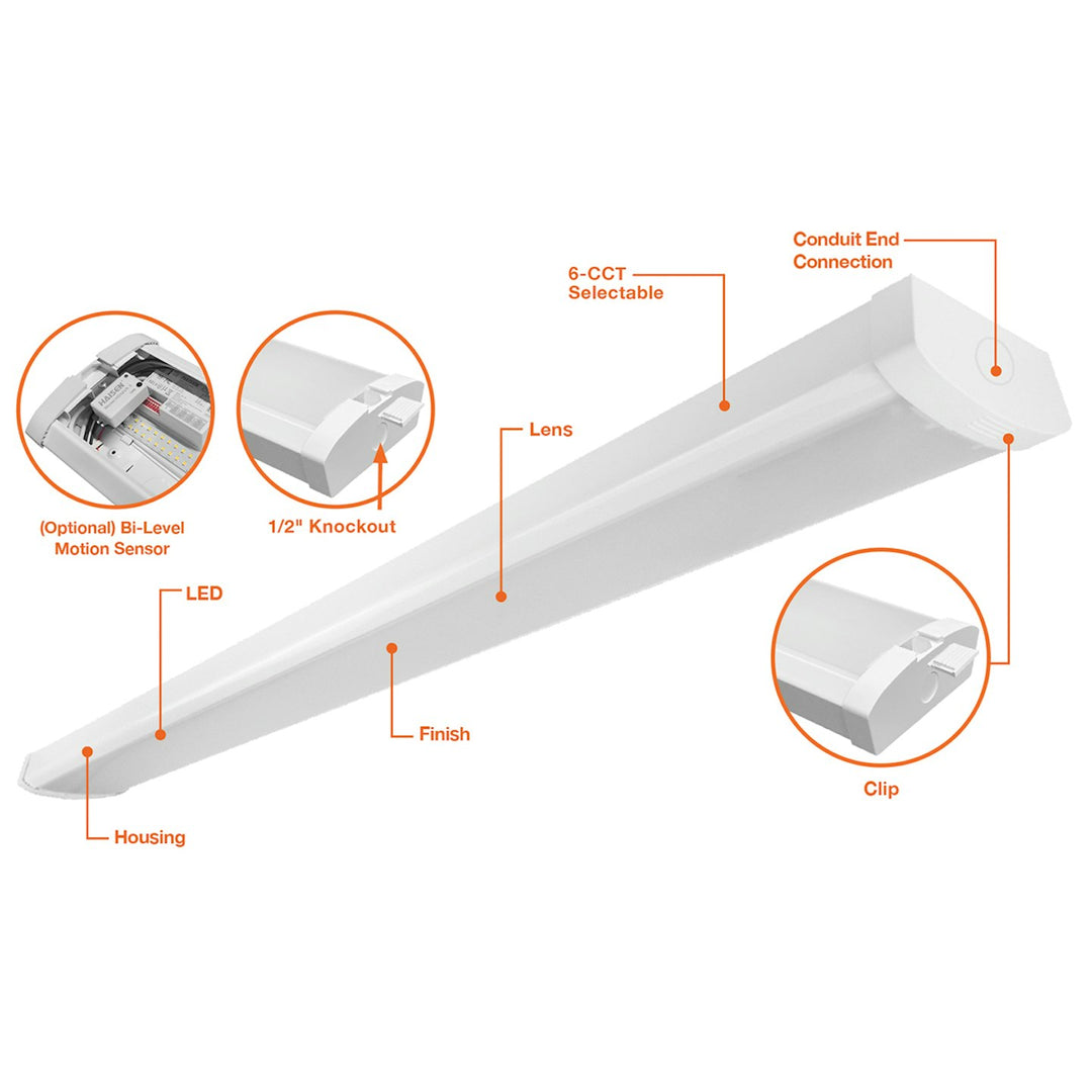 4 FT Frosted Wrap 6-CCT + 3-Power Selectable 48W/40W/32W - White