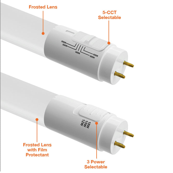 4 FT T8 Dimmable Bypass Tubes (Frosted Lens)