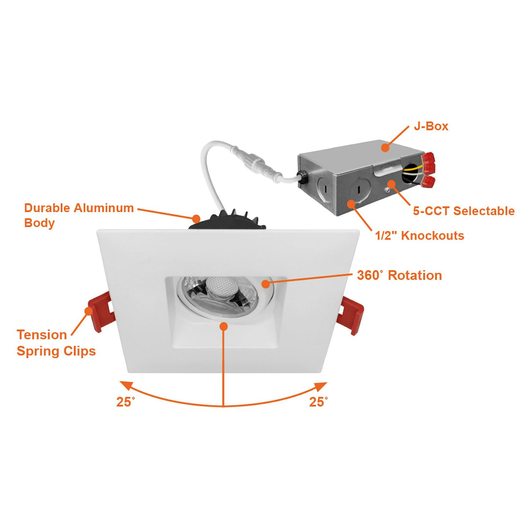 3" Regressed Gimbal Downlight: SnapTrim-Line 5-CCT Select 8W - White