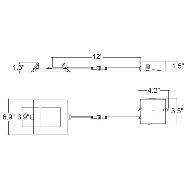 6" External J-Box Square Downlight: Slim-Line 5-CCT Select - Fire Rated 15W - White