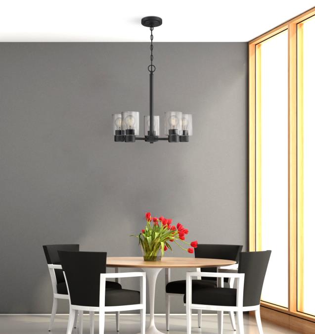 Westing House - Sylvestre Five-Light, Base E26 Medium - Matte Black