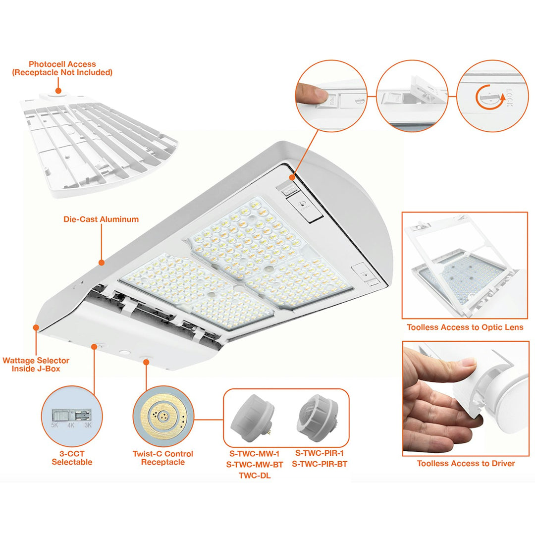 Large Area Light: Optic-Line, 3-CCT & 5-Power Select 300W/270W/240W/210W/180W - White