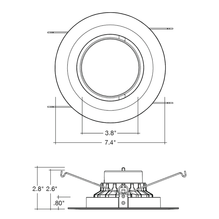 6" Retfrofit Kit Downlight: Adjust-Line 5-CCT Selectable 16.5W - White