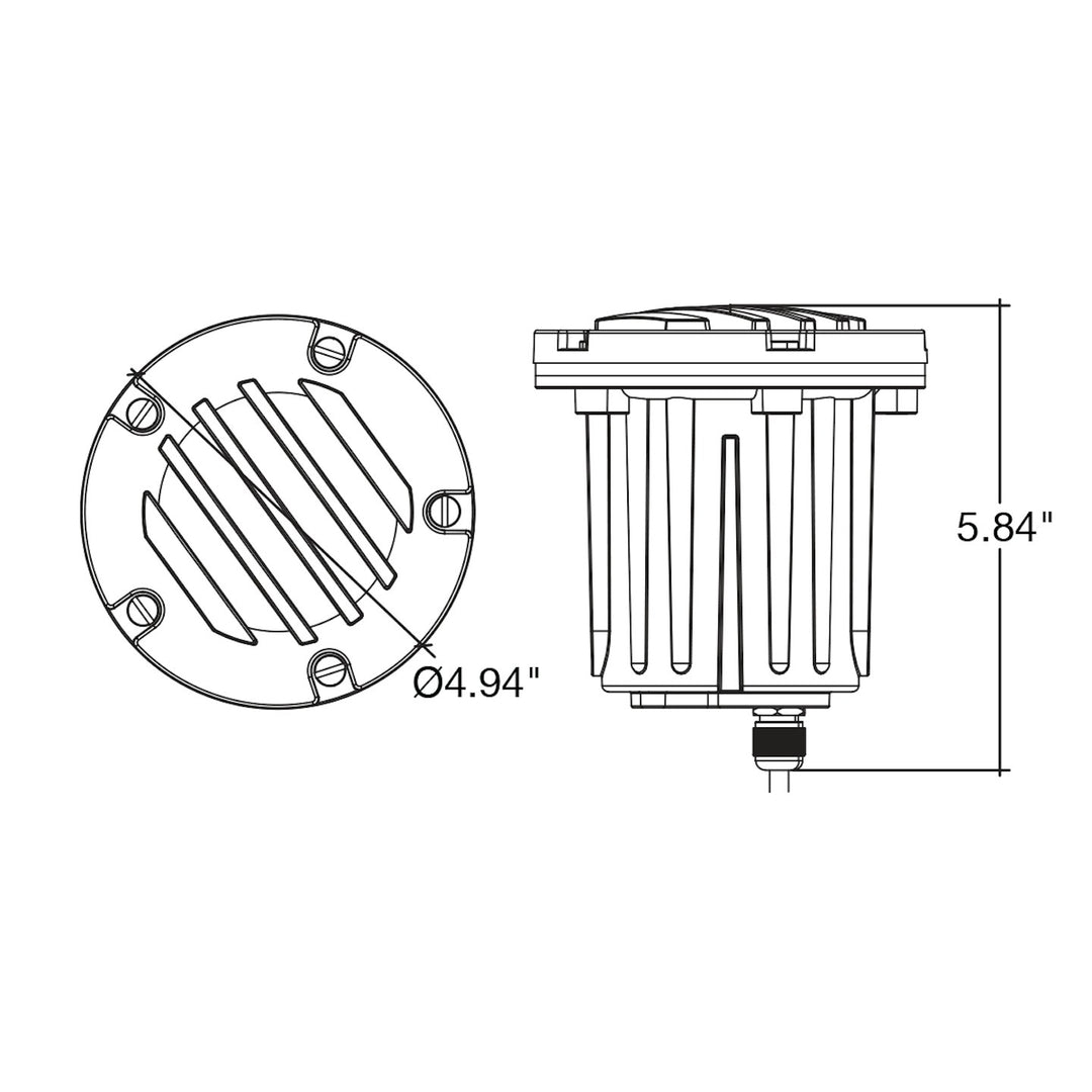 In Ground Light - RIbbed Lens, 12V - Brass Black