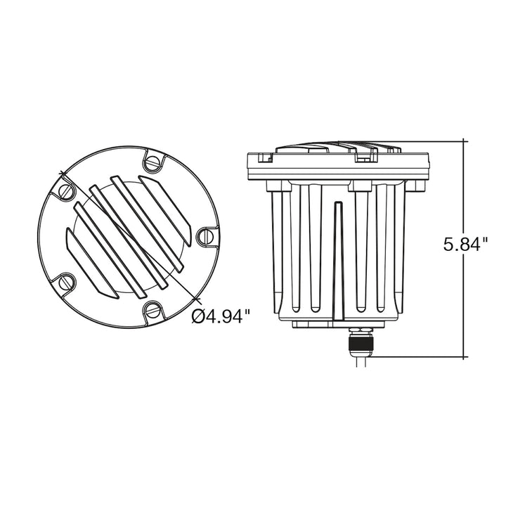 In Ground Light - RIbbed Lens, 12V - Brass Black