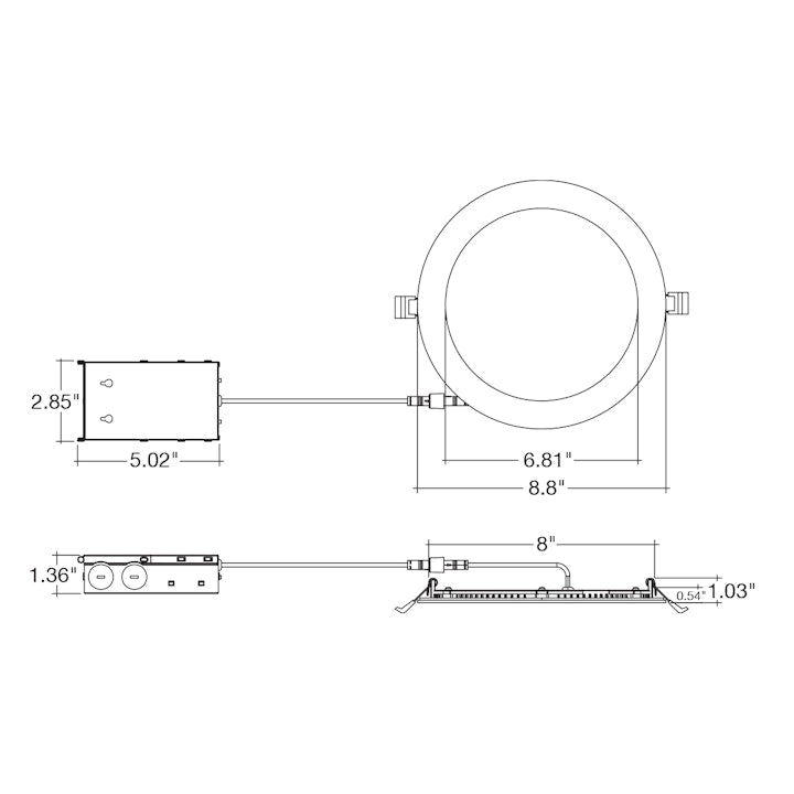 8" LED External J-Box Round Downlight, :22W/18W/12W, 5CCT