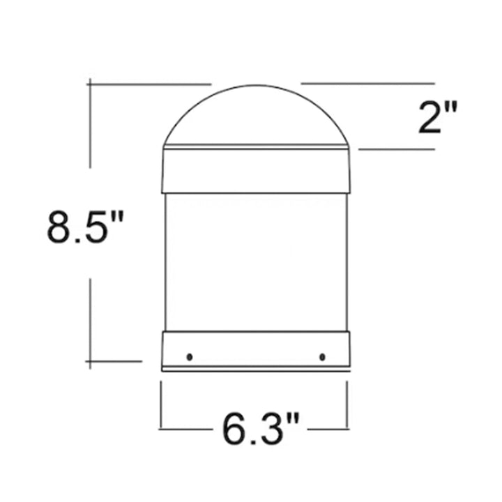 Bollard Head: Round Cone Dome Top 5-CCT Selectable 22W/16W/12W - Black