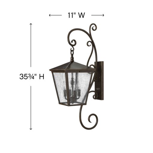 Trellis 1436RB - Large Wall Mount Lantern with Scroll - Bronze