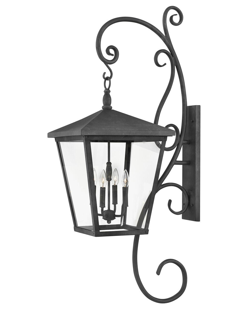 Trellis 1439DZ-LL - Extra Large Wall Mount Lantern with Scroll - Grey