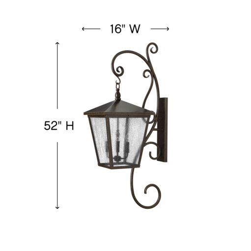 Trellis 1439RB - Double XL Wall Mount Lantern with Scroll - Bronze