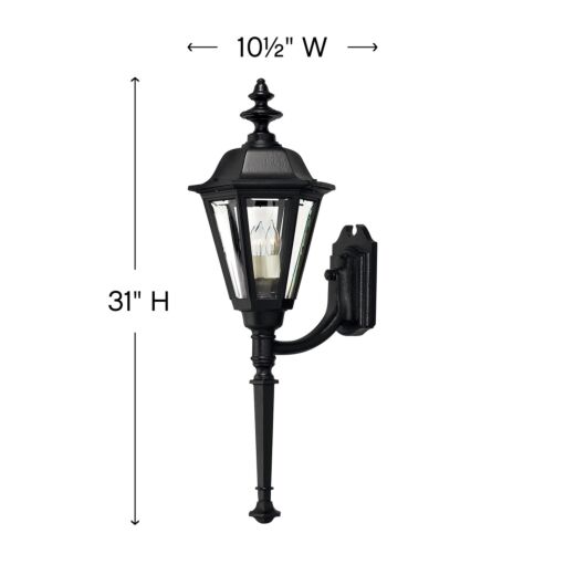 Manor House 1440BK Large Wall Mount Lantern with Tail - Black