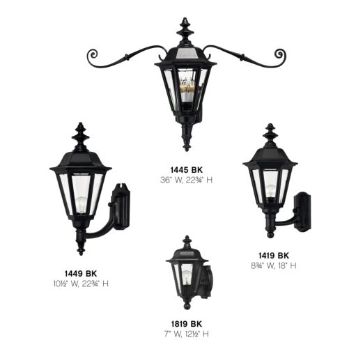 Manor House 1449BK - Large Wall Mount Lantern - Black