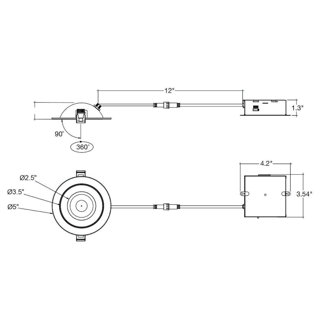 4" SnapTrim Floating Adjustable J-Box 5-CCT Selectable 9W - White