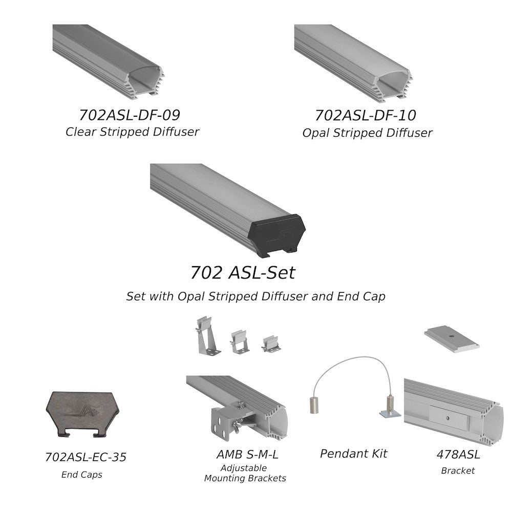 LED Channel - 702ASL - Surface, 8 ft - Silver