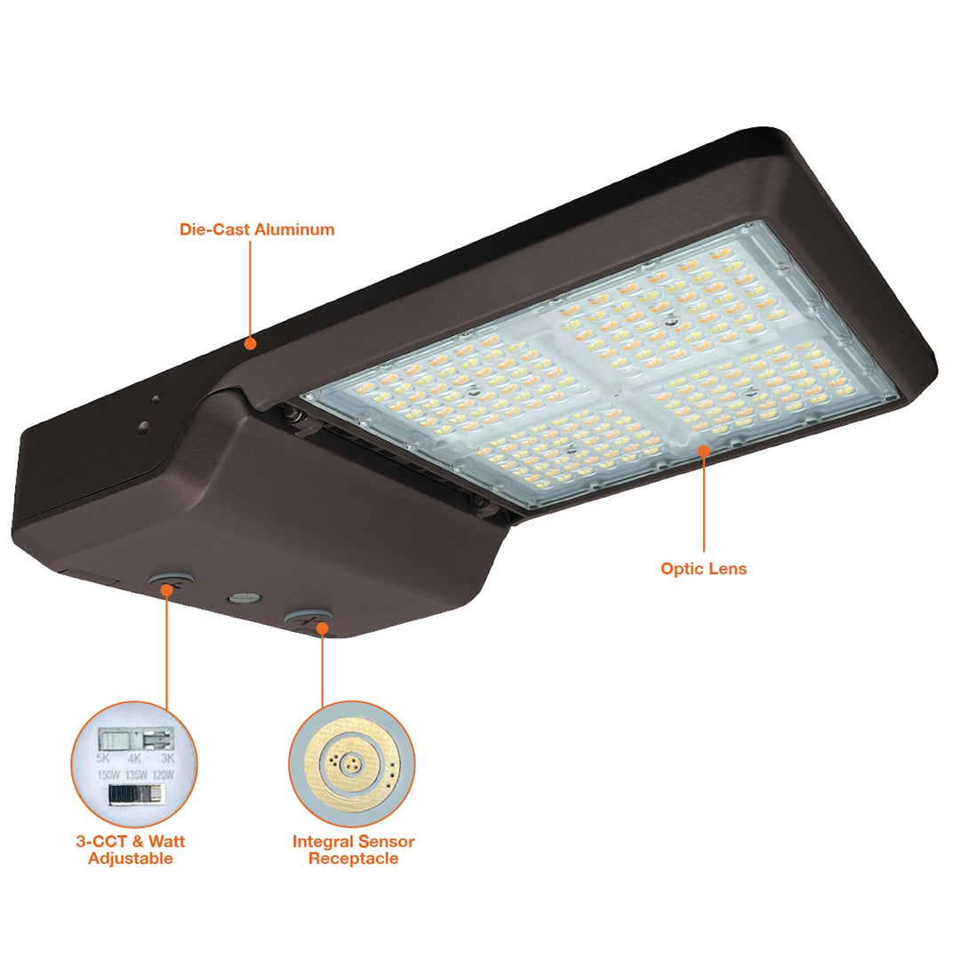 Large Area Light High Voltage: Bolt-Line, 3-CCT & 5-Power Select 150W/130W/110W/90W/80W, High Voltage - Bronze