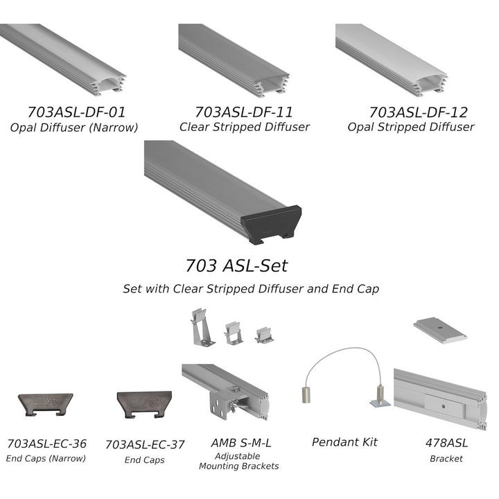 LED Channel - 703ASL - Surface, 10 ft - Silver