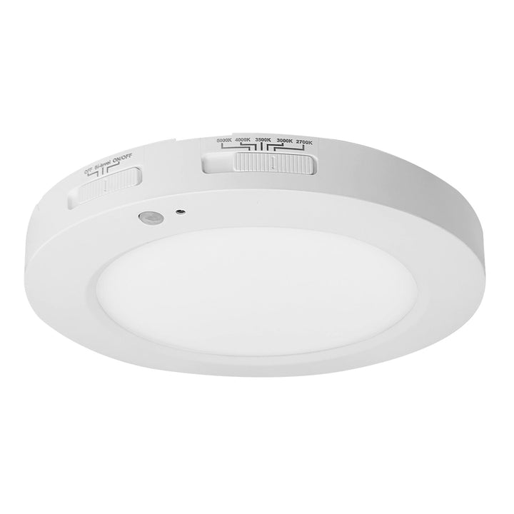 5" Slim-Line Surface Mount Round Bi-Level Motion Sensor 5-CCT Selectable 12W - White