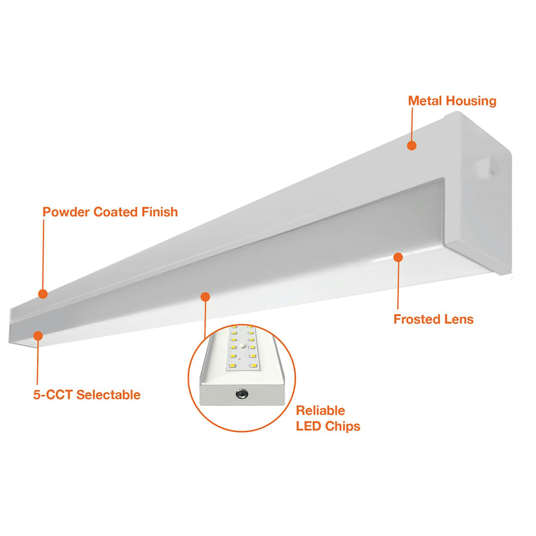 C-Line: Eco Linear Fixture 5-CCT & 3-Power Selectable 50W/40W/30W - White