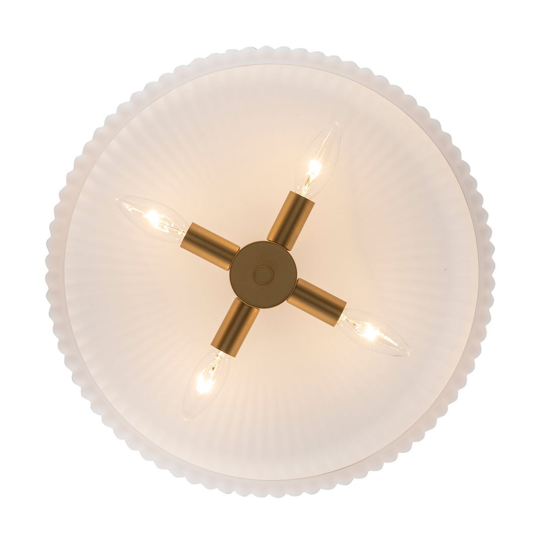 Quartz Quarters Ribbed Glass Semi-Flush Mount - Antique Gold / Frosted | 16234 AG-FR