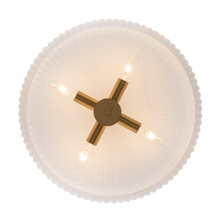 Quartz Quarters Ribbed Glass Semi-Flush Mount - Antique Gold / Frosted | 16234 AG-FR