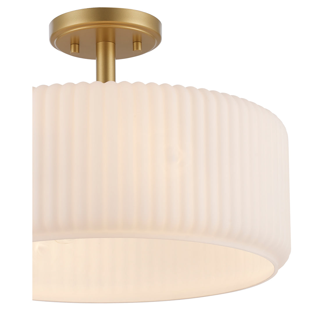 Quartz Quarters Ribbed Glass Semi-Flush Mount - Antique Gold / Frosted | 16234 AG-FR