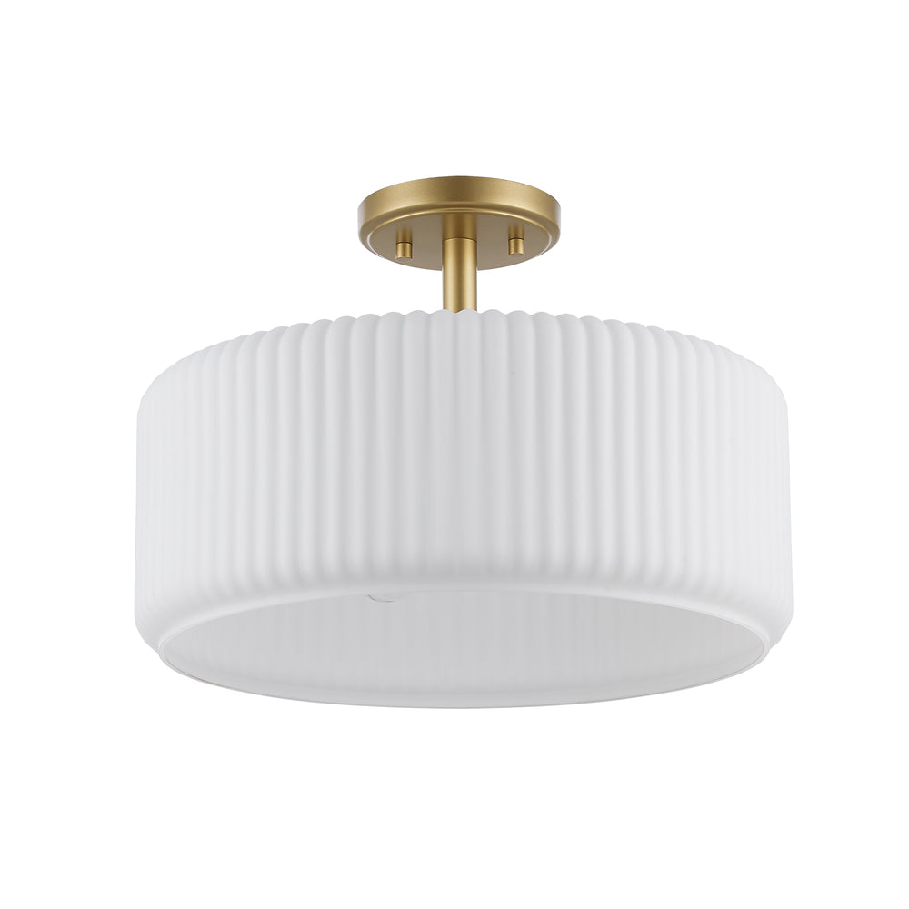 Quartz Quarters Ribbed Glass Semi-Flush Mount - Antique Gold / Frosted | 16234 AG-FR