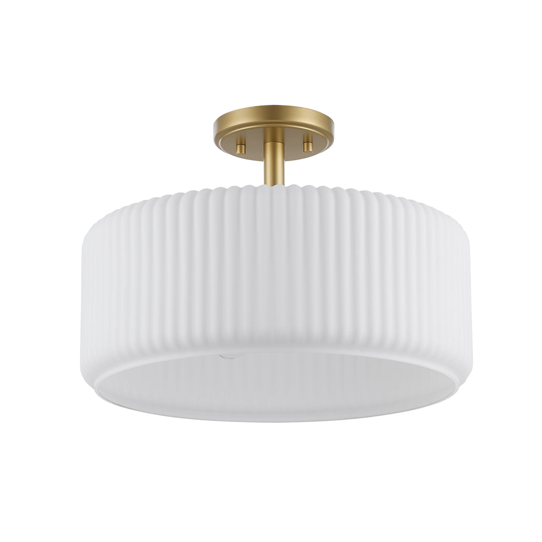 Quartz Quarters Ribbed Glass Semi-Flush Mount - Antique Gold / Frosted | 16234 AG-FR