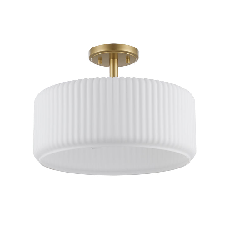 Quartz Quarters Ribbed Glass Semi-Flush Mount - Antique Gold / Frosted | 16234 AG-FR