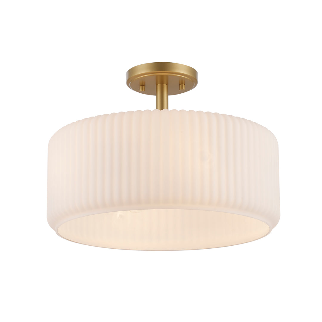Quartz Quarters Ribbed Glass Semi-Flush Mount - Antique Gold / Frosted | 16234 AG-FR