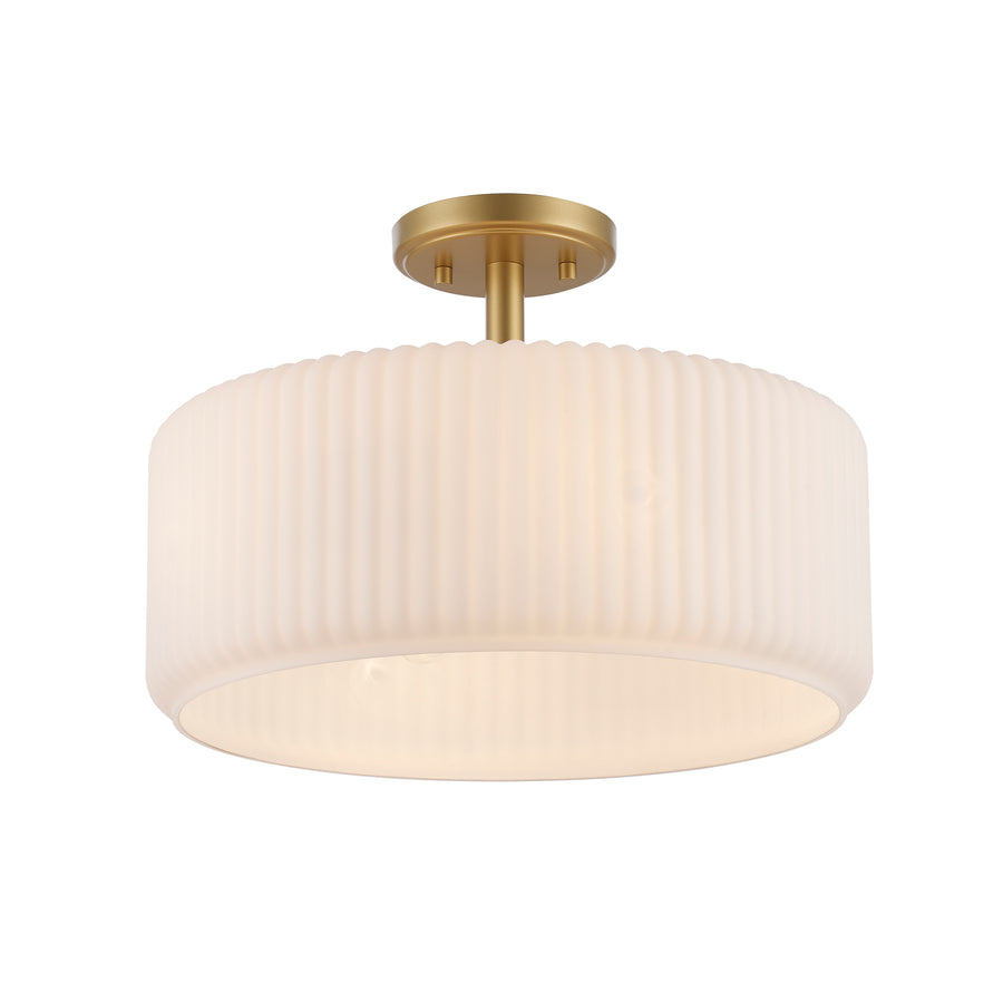 Quartz Quarters Ribbed Glass Semi-Flush Mount - Antique Gold / Frosted | 16234 AG-FR