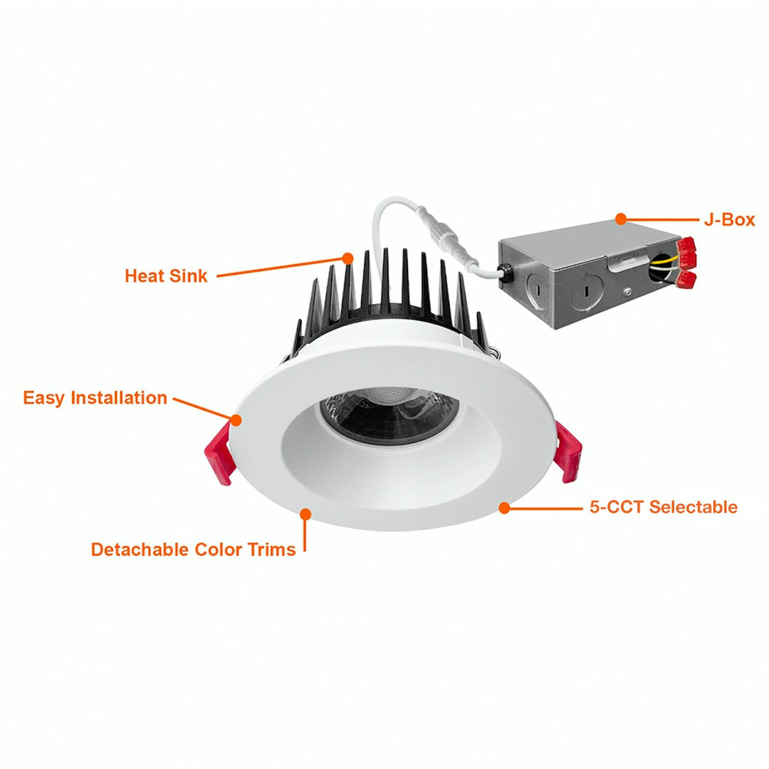 4" Regressed Downlight 5CCT 18W - White