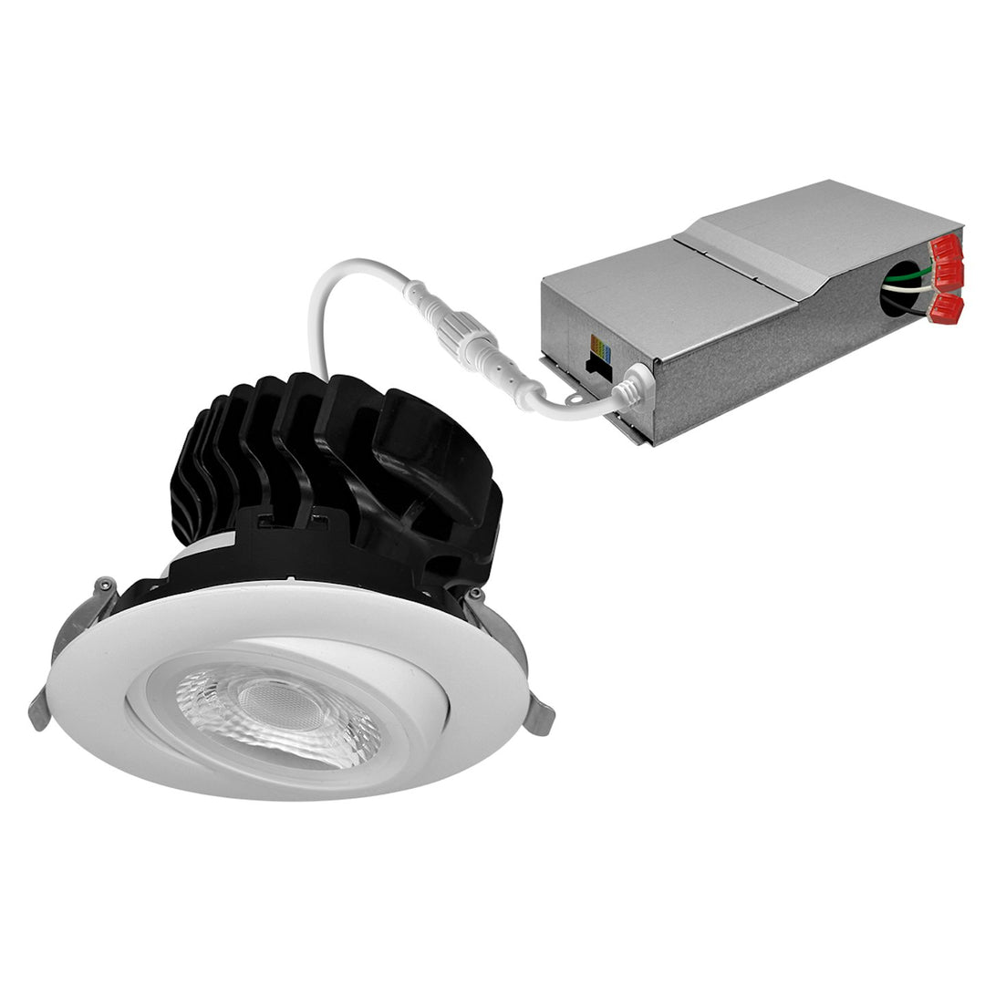 4" Gimbal Adjustable Downlight Canless, 5CCT Selectable, 18W - White