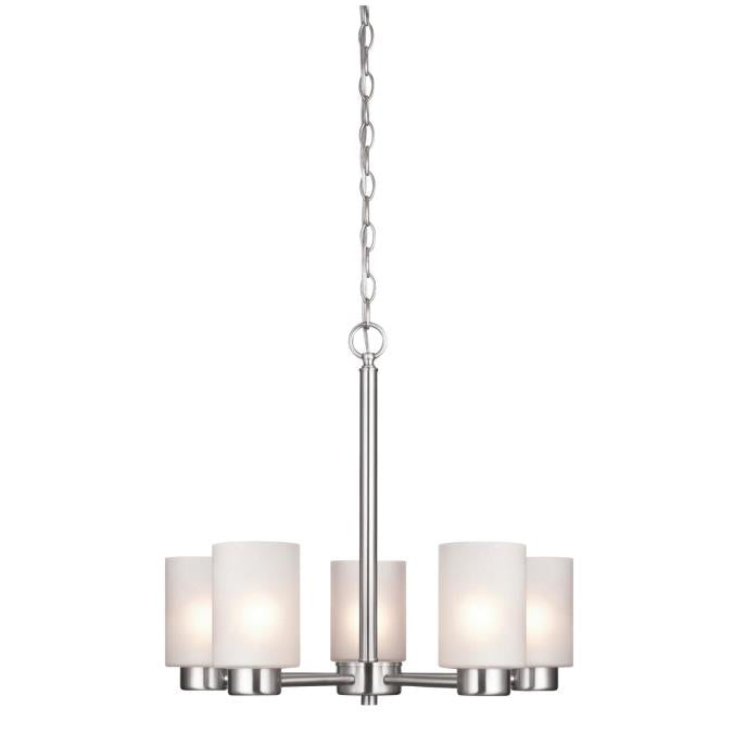 Westing House - Sylvestre Five-Light, Base E26 Medium - Brushed Nickel