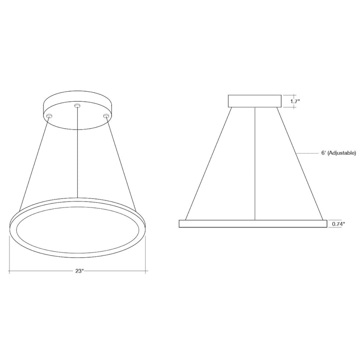 ARCY-LINE: Architectural Circular 23" Suspended Up/Down Light 3-CCT Selectable 50W - Black