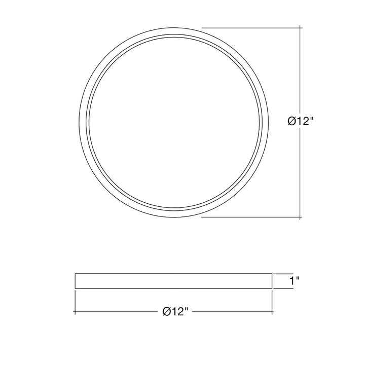 12" Surface Mount Round: Slim-Line 5-CCT Selectable 22W - White