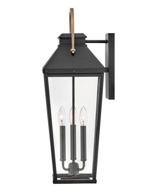 Dawson 17505BK Large Wall Mount Lantern - Black