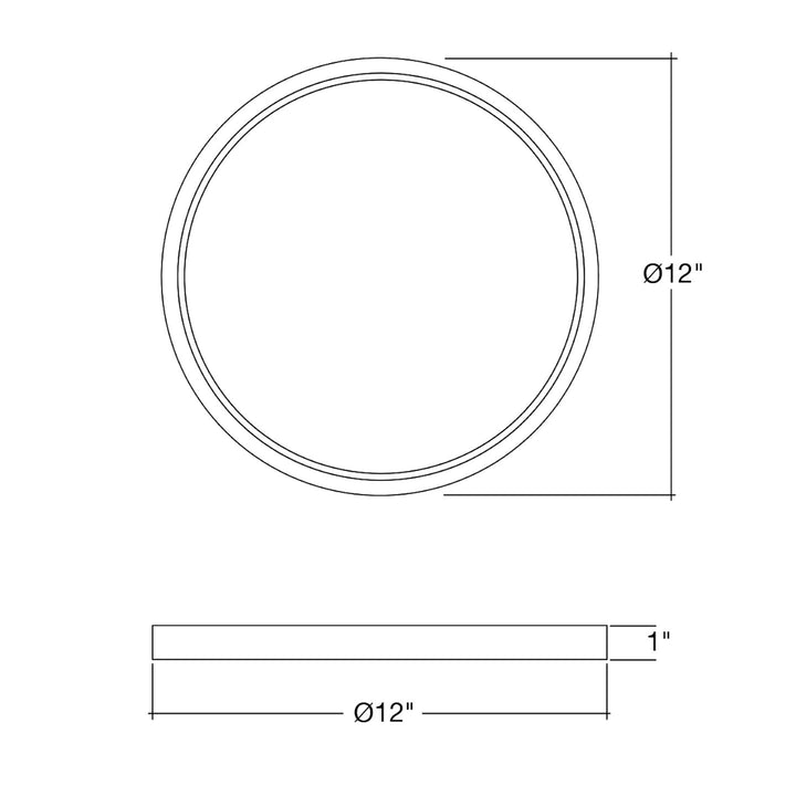 12" Surface Mount Round: Slim-Line 5-CCT Selectable 24W - White