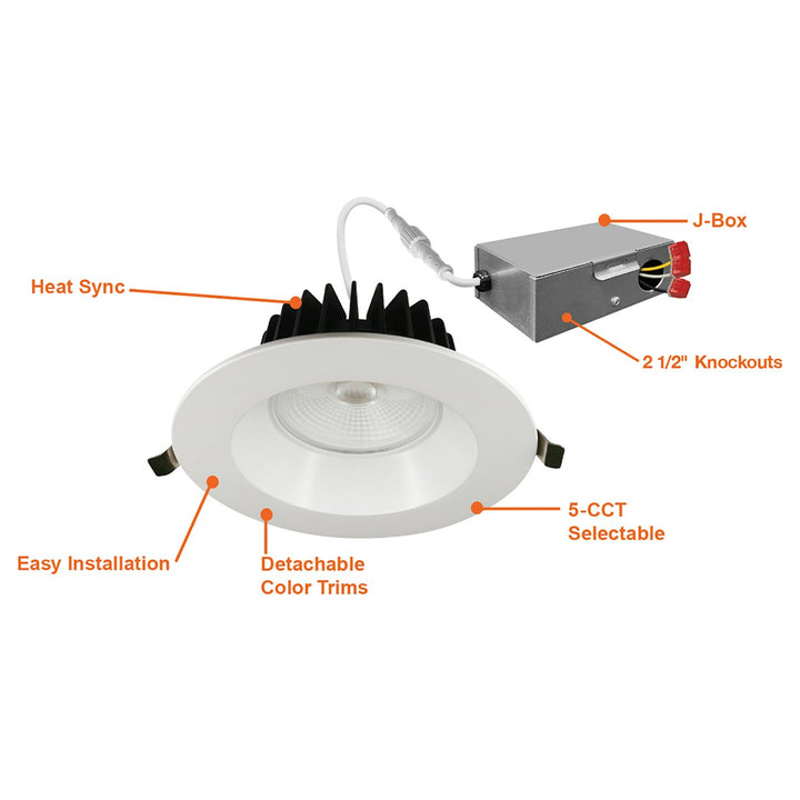 6" Regressed Downlight 5CCT 24W - White