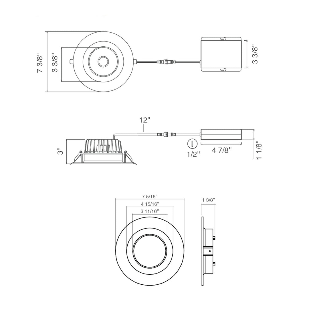 6" Regressed Downlight 5CCT 24W - White