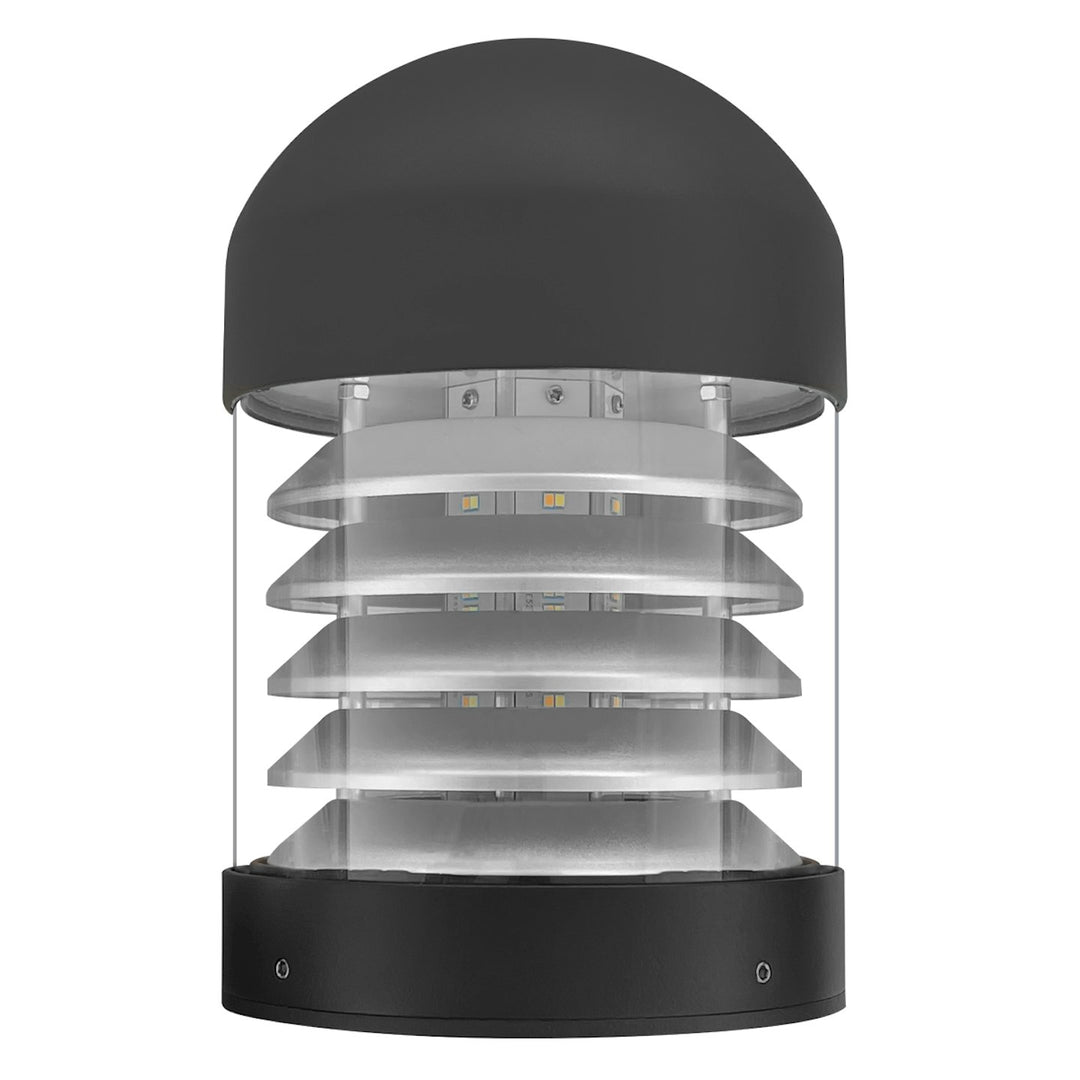 Bollard Head: Round Louver Dome Top 5-CCT Selectable 22W/16W/12W - Black