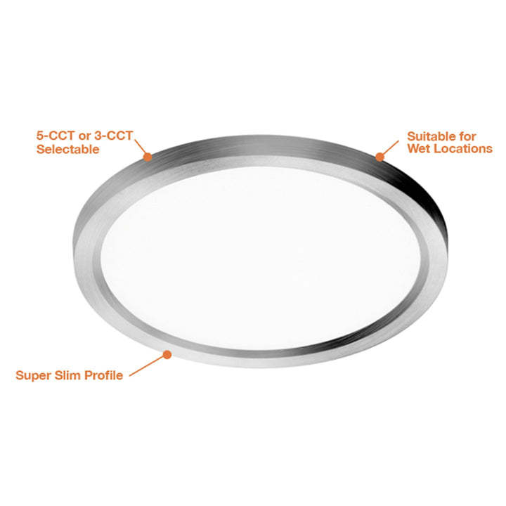 15" Surface Mount Round: Slim-Line 5-CCT Selectable 30W - Silver