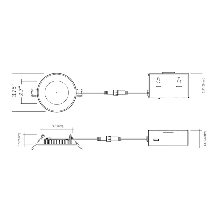 3" External J-Box Round Downlight: Slim-Line 5-CCT Select 8W - White