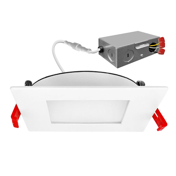 3" External J-Box Square Downlight: Slim-Line 5-CCT Select 8W - White