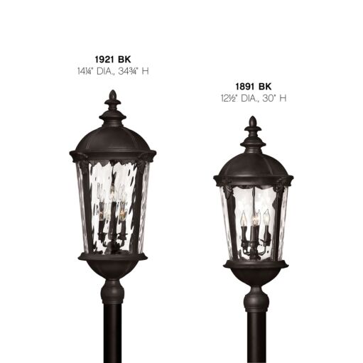 Windsor 1891BK - Large Post Top or Pier Mount Lantern - Black