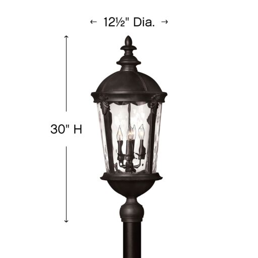 Windsor 1891BK - Large Post Top or Pier Mount Lantern - Black