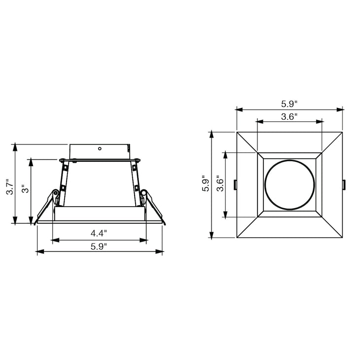 4" CADM: Clear-Spectacle Haze Reflector/White Trim Square