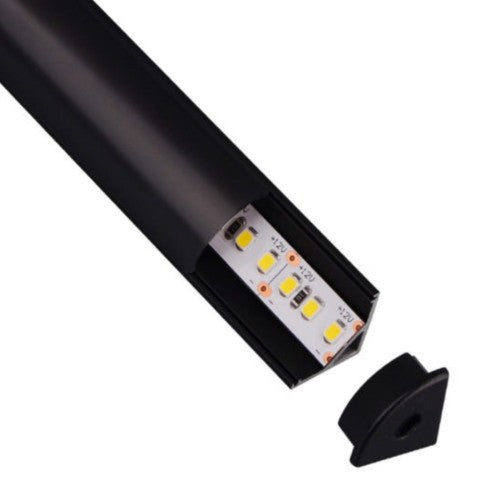 Richee Lighting - 5/8" Black Lens Full Cover Angled Led Aluminum Channel